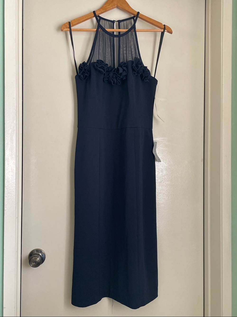 Elegant Maggy London Navy Semi Formal Halter Dress Size 14